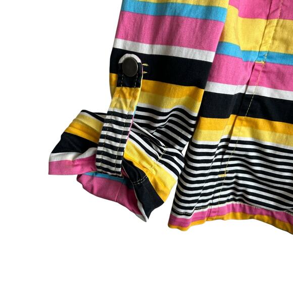 VTG‎ Y2K AMI Women Jacket L Rainbow Stripe Windbreaker Preppy Coastal Travel - Picture 10 of 13